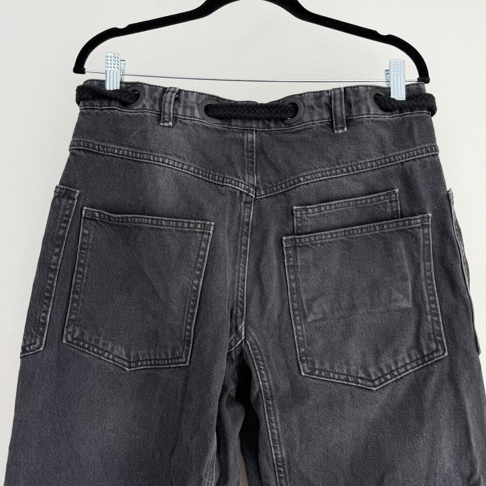 Free People Moxie Low Slung Barrel Jeans Womens 27 Black Patchwork Boho Pants - Picture 7 of 11